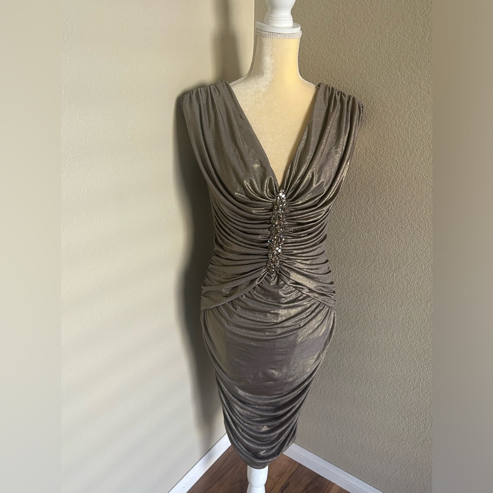 Cache Elegant Metallic Dress size M